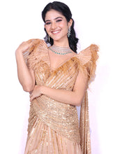 Load image into Gallery viewer, The Ruffled Feather Gold Gown