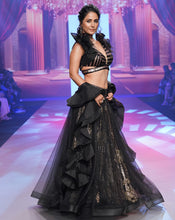 Load image into Gallery viewer, The Black and Gold Lehenga