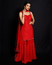 Load image into Gallery viewer, The Shimmer Rouge Kurti Set
