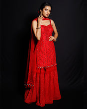 Load image into Gallery viewer, The Shimmer Rouge Kurti Set