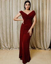 Load image into Gallery viewer, The Maroon Off Shoulder Gown