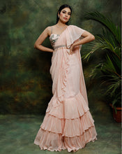 Load image into Gallery viewer, The Pink Ruffle Sari