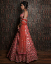 Load image into Gallery viewer, The Pink Chevron Lehenga