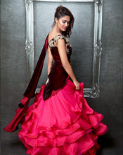 Load image into Gallery viewer, Pink Chiffon Sari-Lehenga - Archana Kochhar India