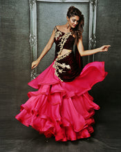 Load image into Gallery viewer, Pink Chiffon Sari-Lehenga - Archana Kochhar India