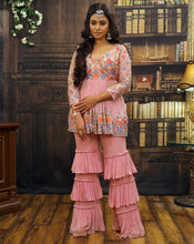 Load image into Gallery viewer, Pink Peplum Sharara