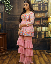 Load image into Gallery viewer, Pink Peplum Sharara
