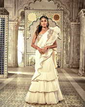 Load image into Gallery viewer, Ivory Ruffle Sari - Archana Kochhar India