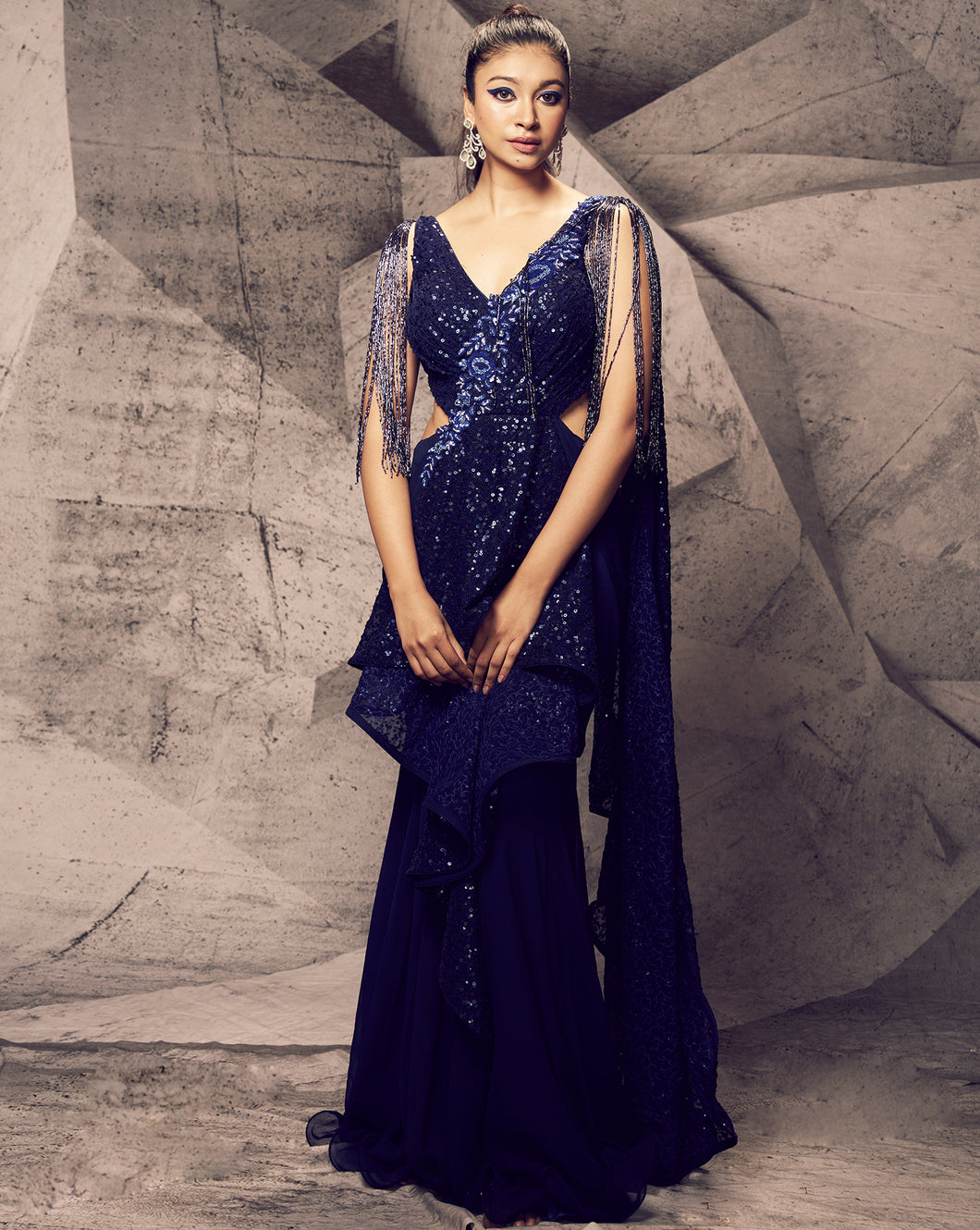 The Shimmering Blue Gown Sari