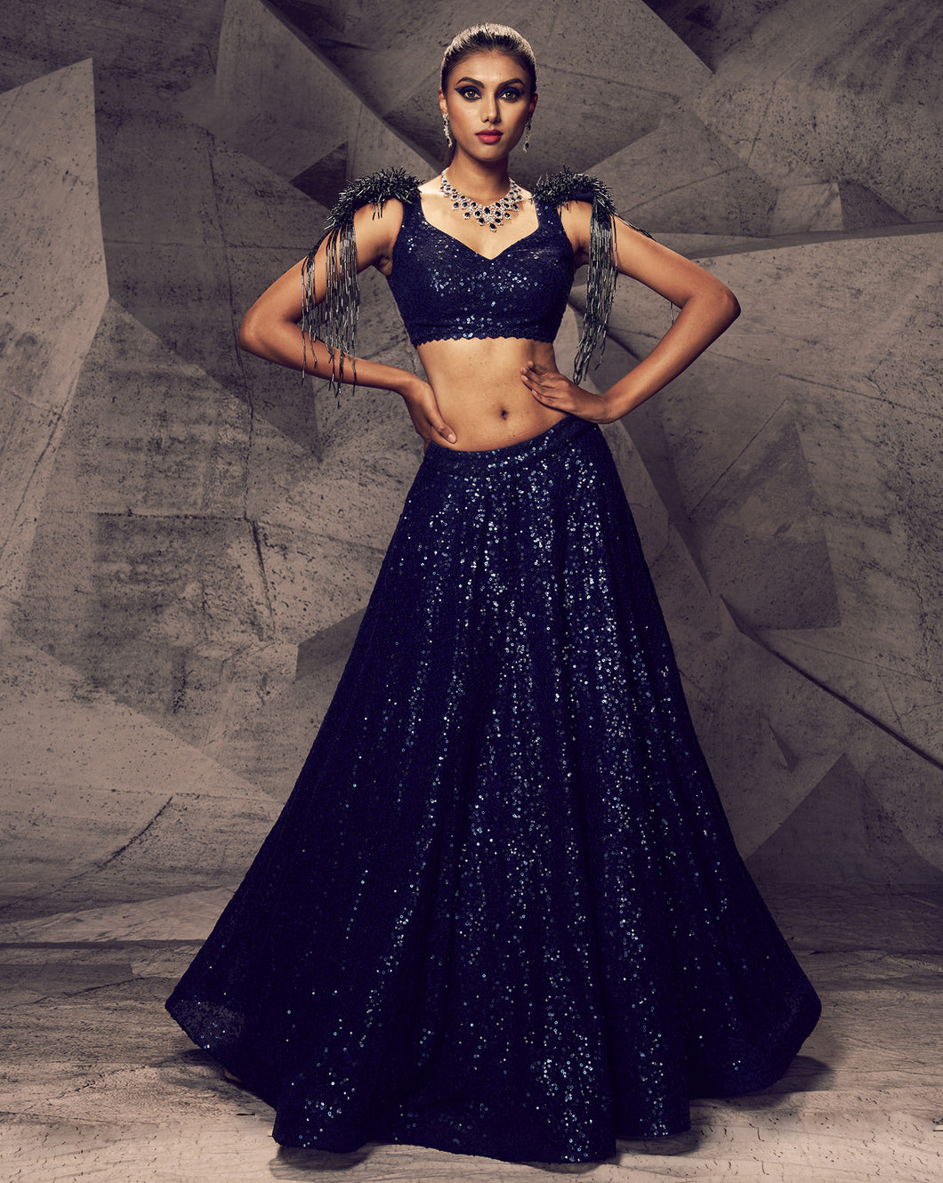 The Shimmering Blue Lehenga