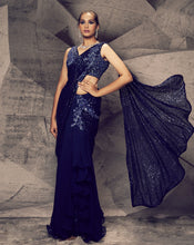 Load image into Gallery viewer, The Shimmering Blue Skirt Sari
