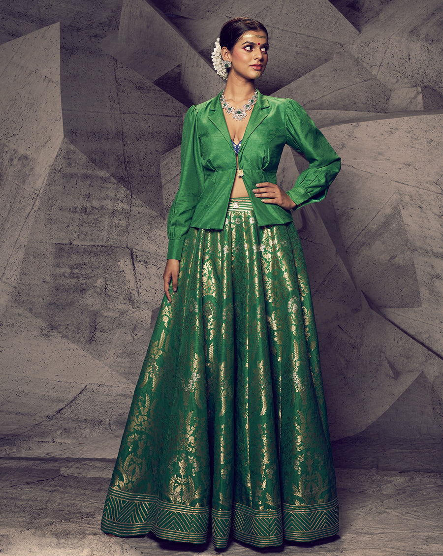 The Anant Green Shirt Lehenga