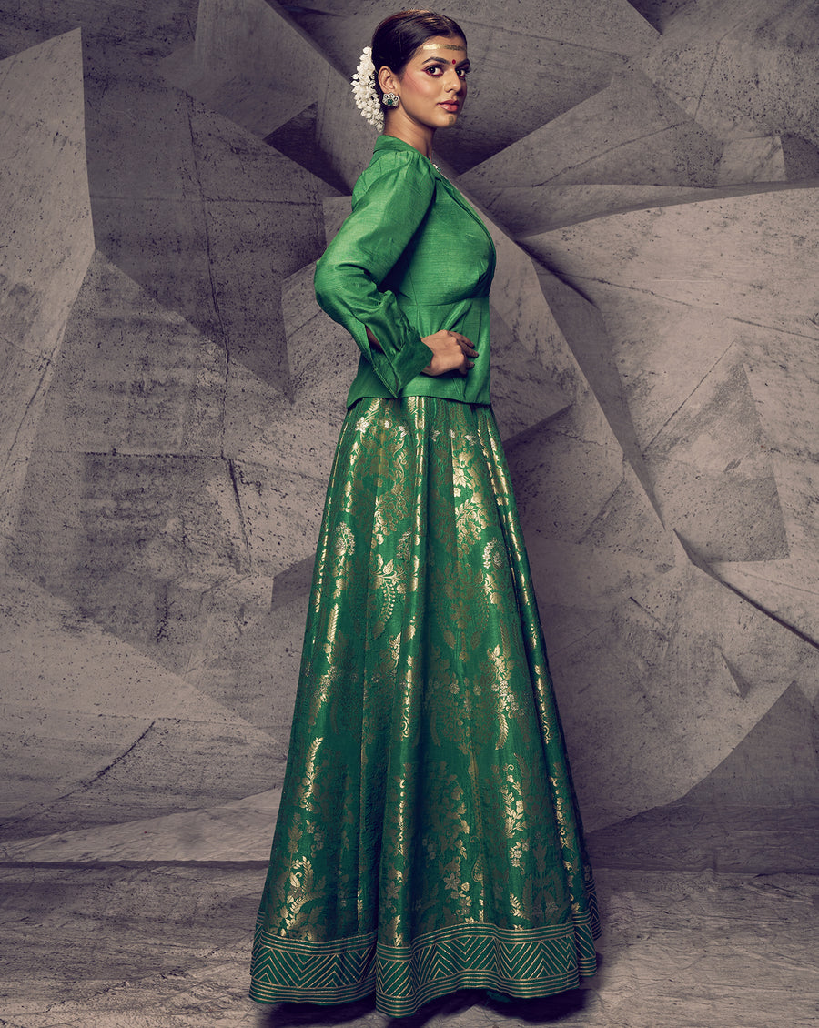 The Anant Green Shirt Lehenga