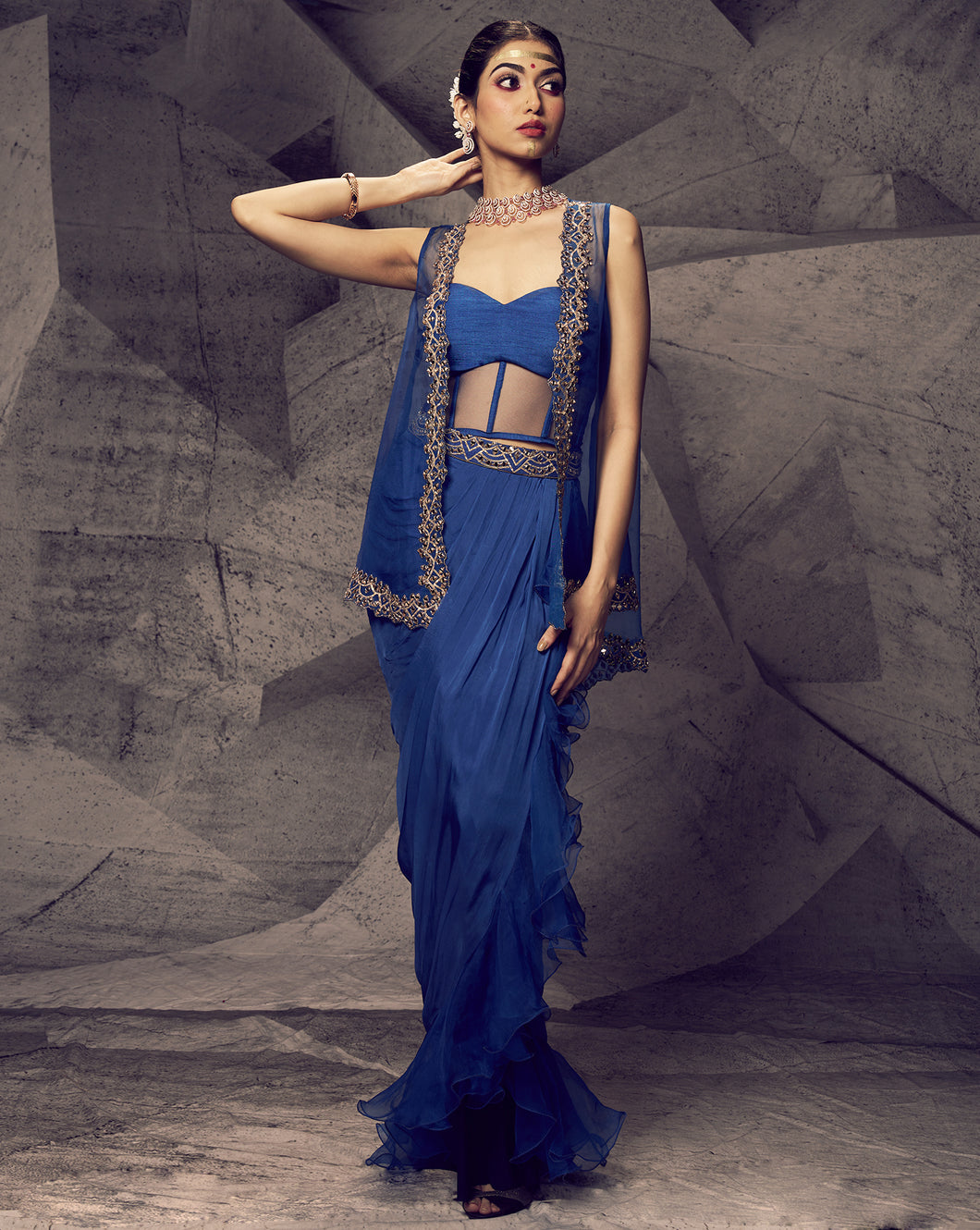 The Anant Blue Corset Dhoti