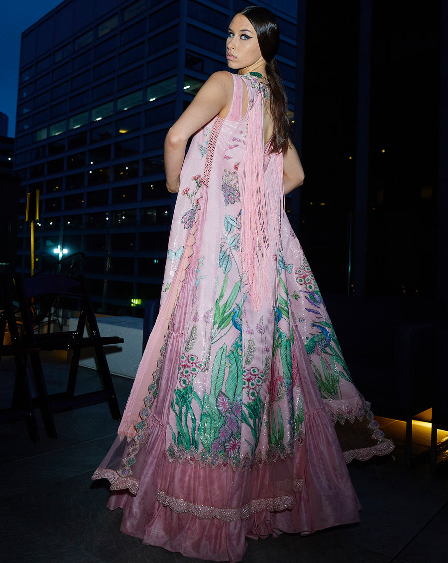 The Pink Floral Jacket Anarkali