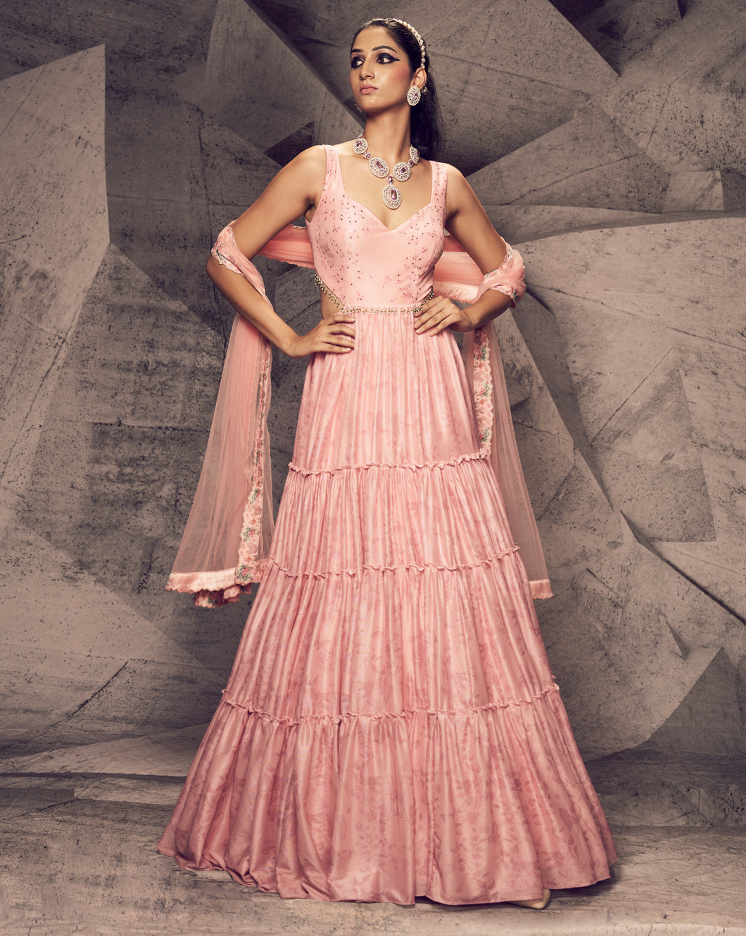 The Pink Floral Anarkali