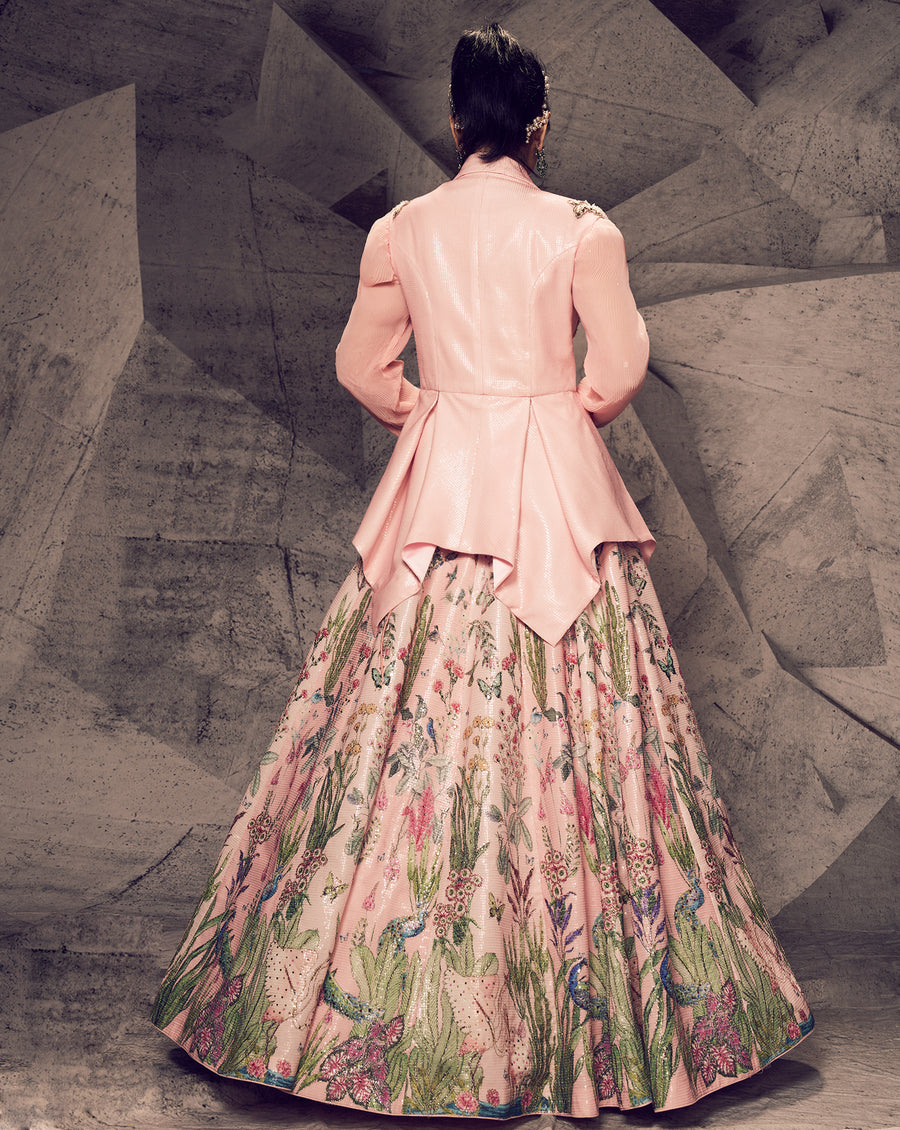 The Pink Floral Blazer Lehenga
