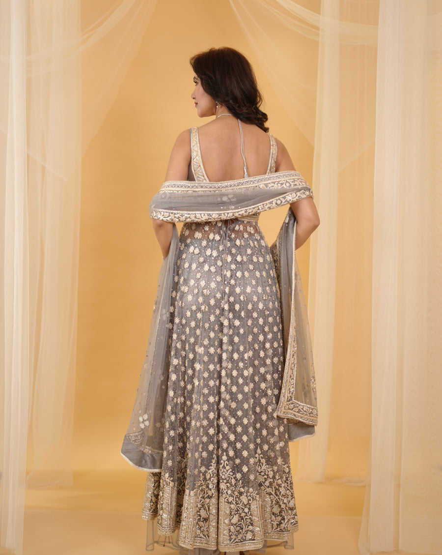 The Grey Floral Anarkali