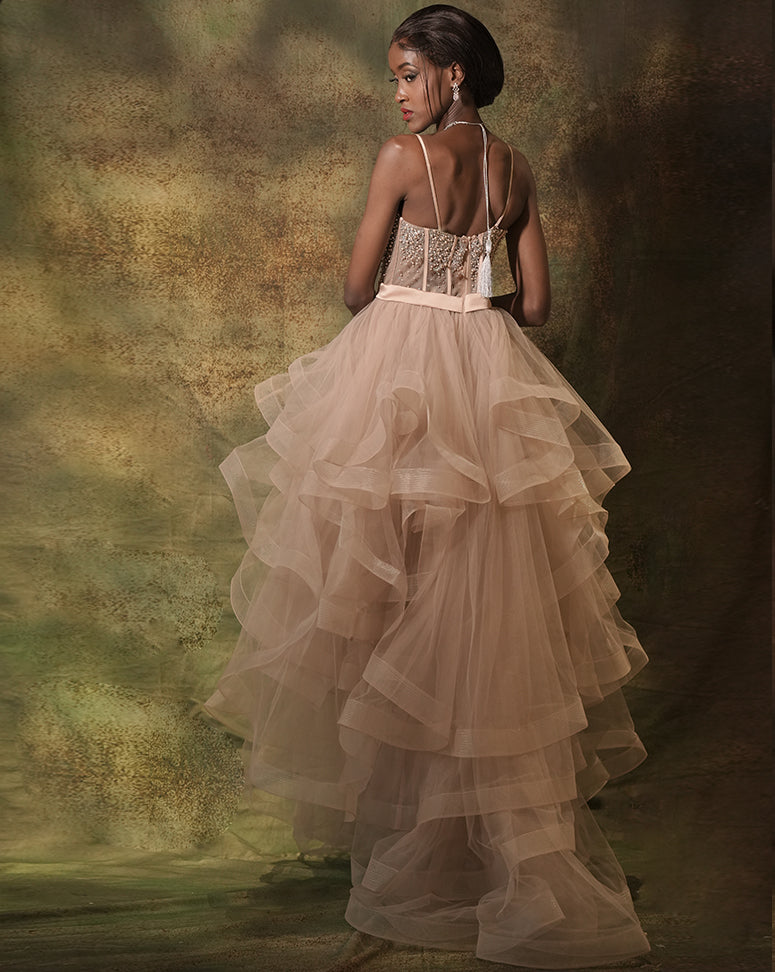 The Pink Corset Ruffle Gown