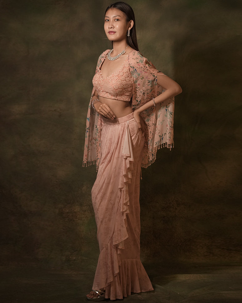 The Floral Pink Dhoti Set