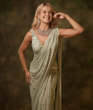 Load image into Gallery viewer, The Celadon Mirror Sari
