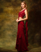 Load image into Gallery viewer, The Maroon Sequins Skirt Sari
