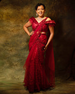 The Maroon Floral Skirt Sari