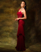 Load image into Gallery viewer, The Red Sequins Gown Sari
