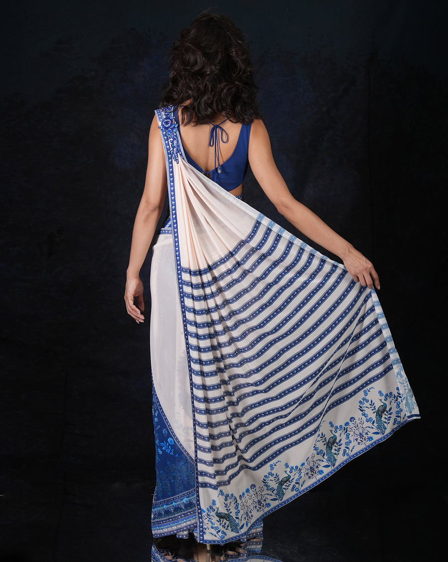 The Neel Mahal Ivory Sari