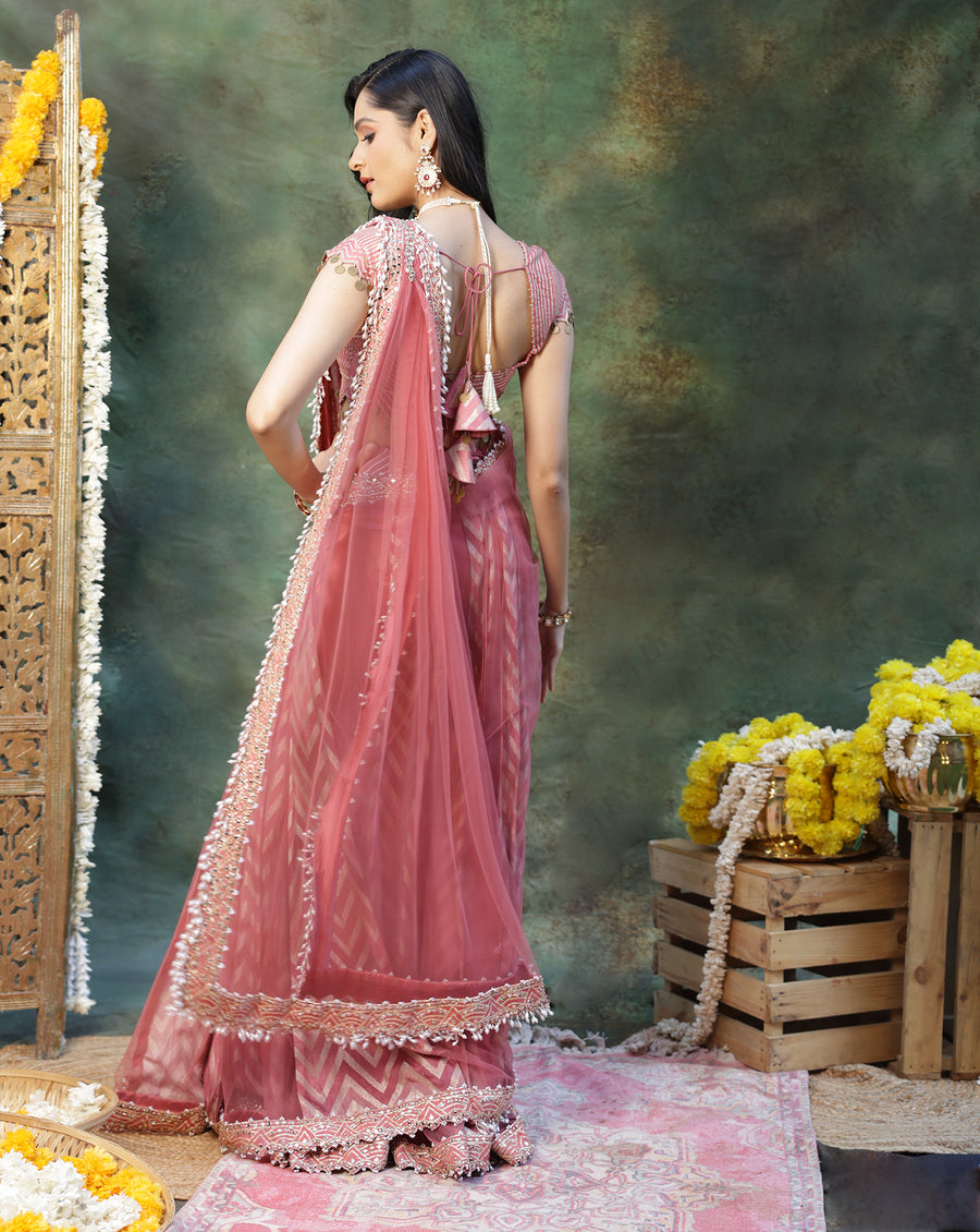 Rangmanch Pink Draped Saree