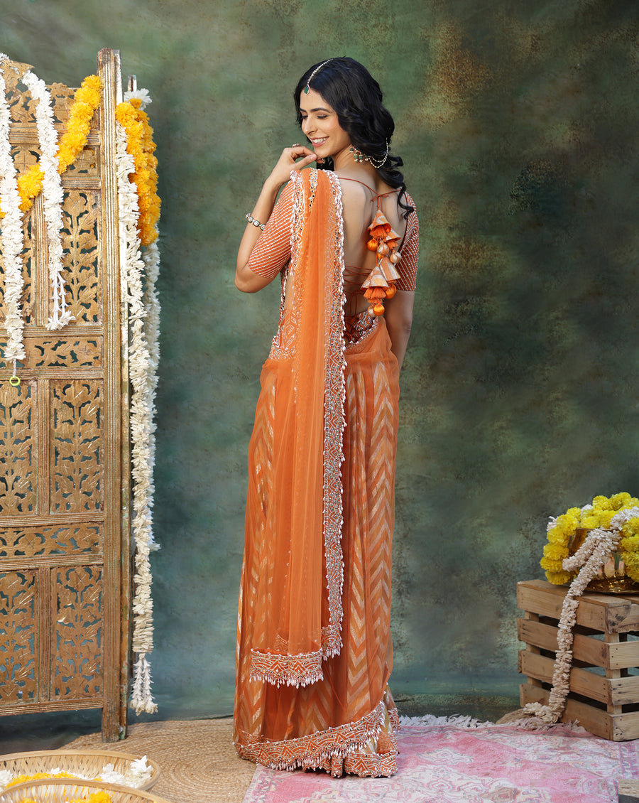 Rangmanch Rust Draped Saree