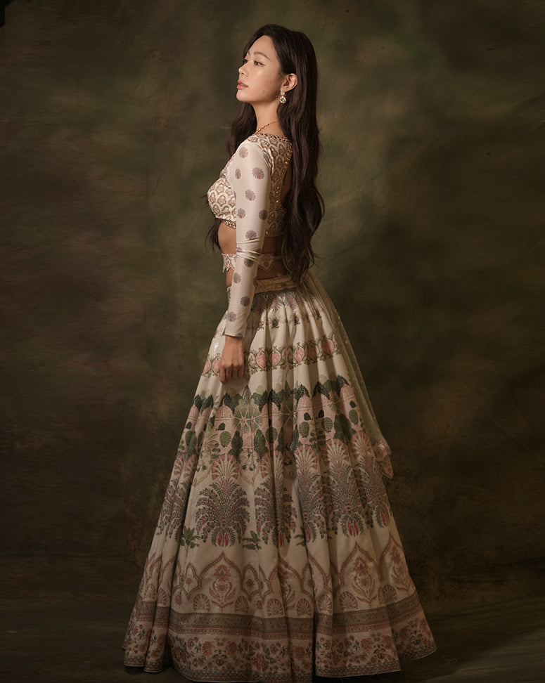 The Celadon Floral Lehenga