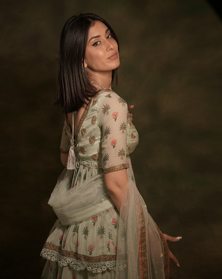 The Celadon Kurti Lehenga