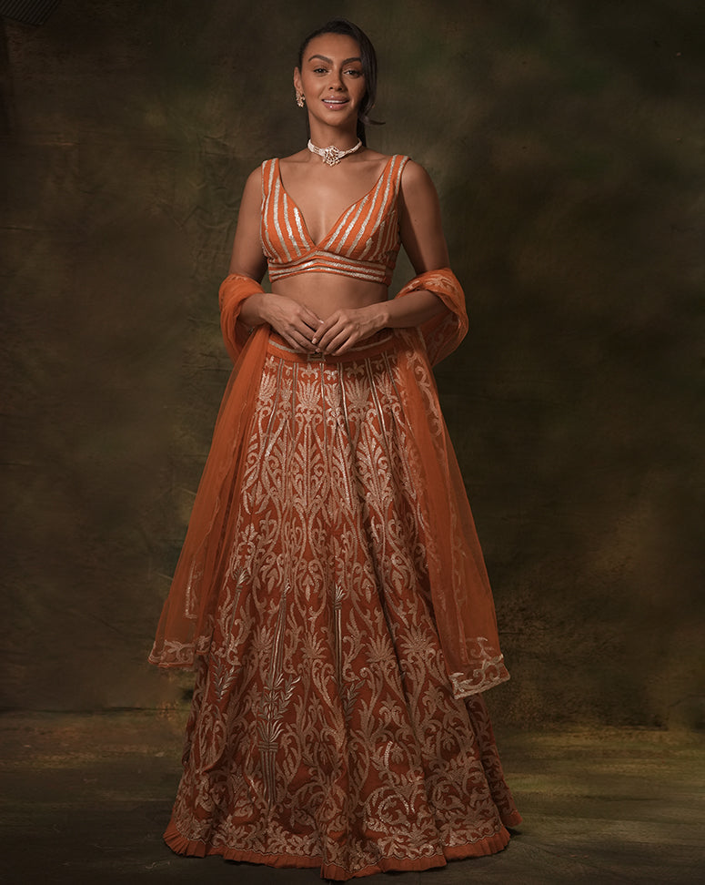 The Rust Gota Lehenga