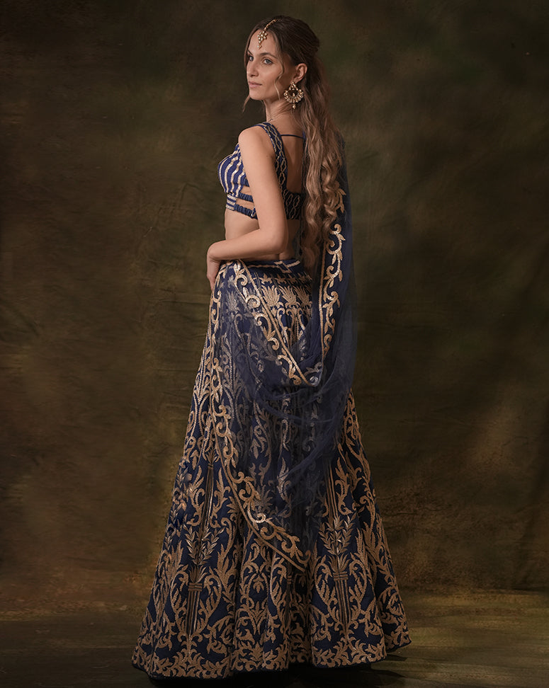The Electrical Blue Gota Lehenga