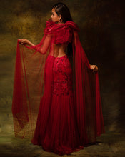 Load image into Gallery viewer, The Contemporary Red Ruffle Lehenga
