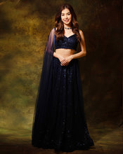 Load image into Gallery viewer, The Sequins Blue Lehenga

