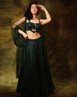 The Shimmering Green Corset Lehenga