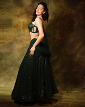 Load image into Gallery viewer, The Shimmering Green Corset Lehenga
