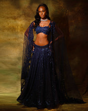 Load image into Gallery viewer, The Shimmering Blue Trail Lehenga
