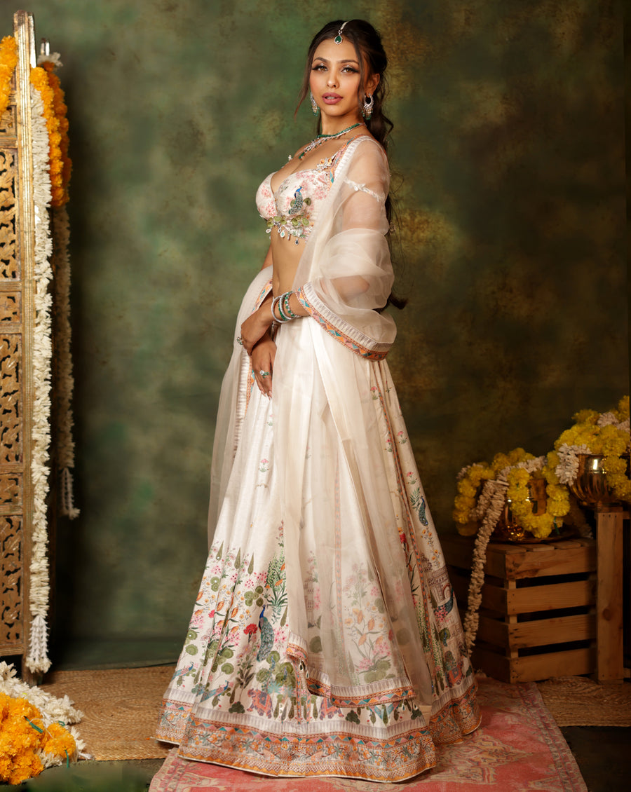 Chowmahalla Ivory Lehenga Set