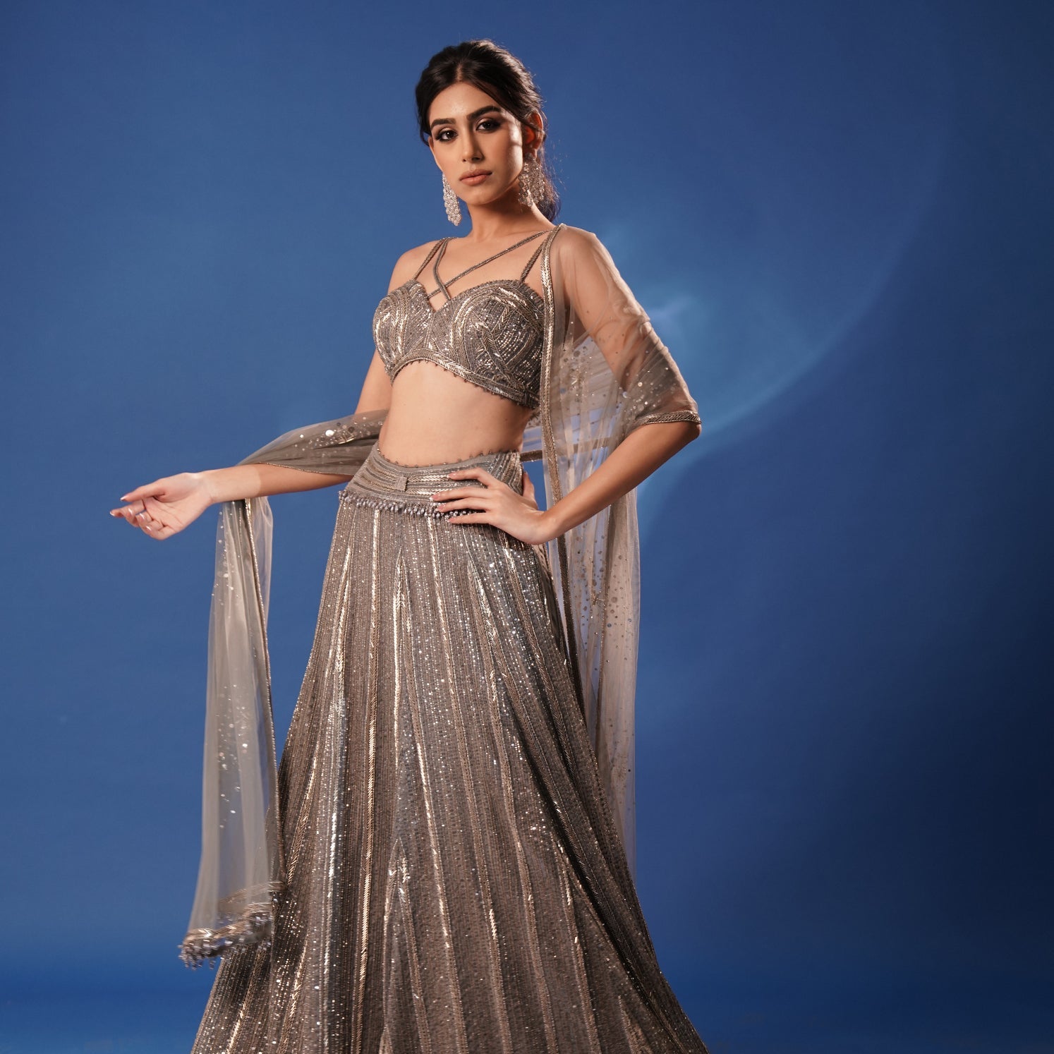 Grey & Gold embroidered Lehenga