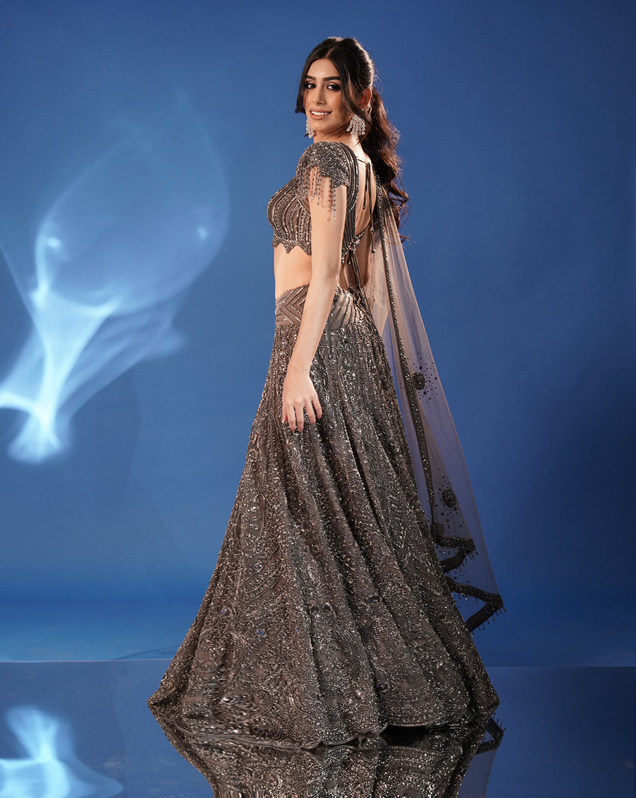The Midnight Grey Lehenga