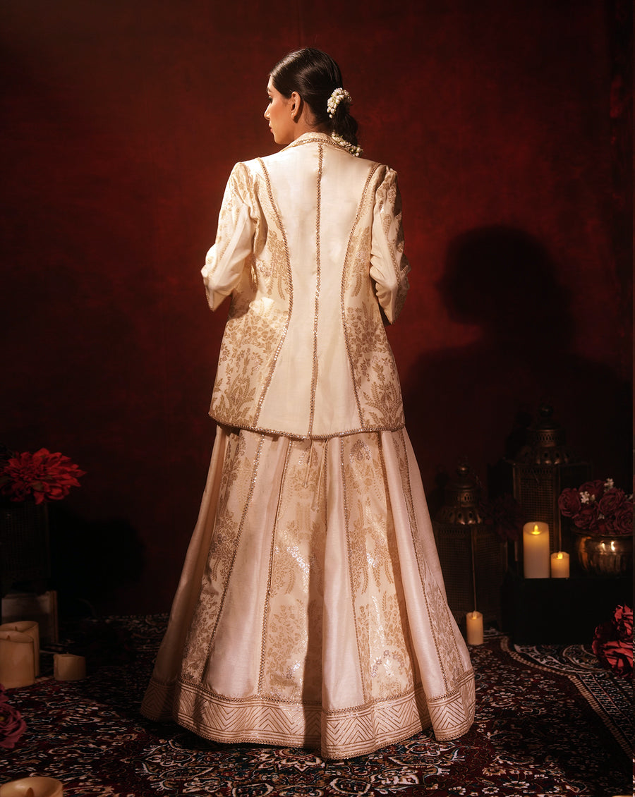 Ivory brocade Blazer Lehenga set