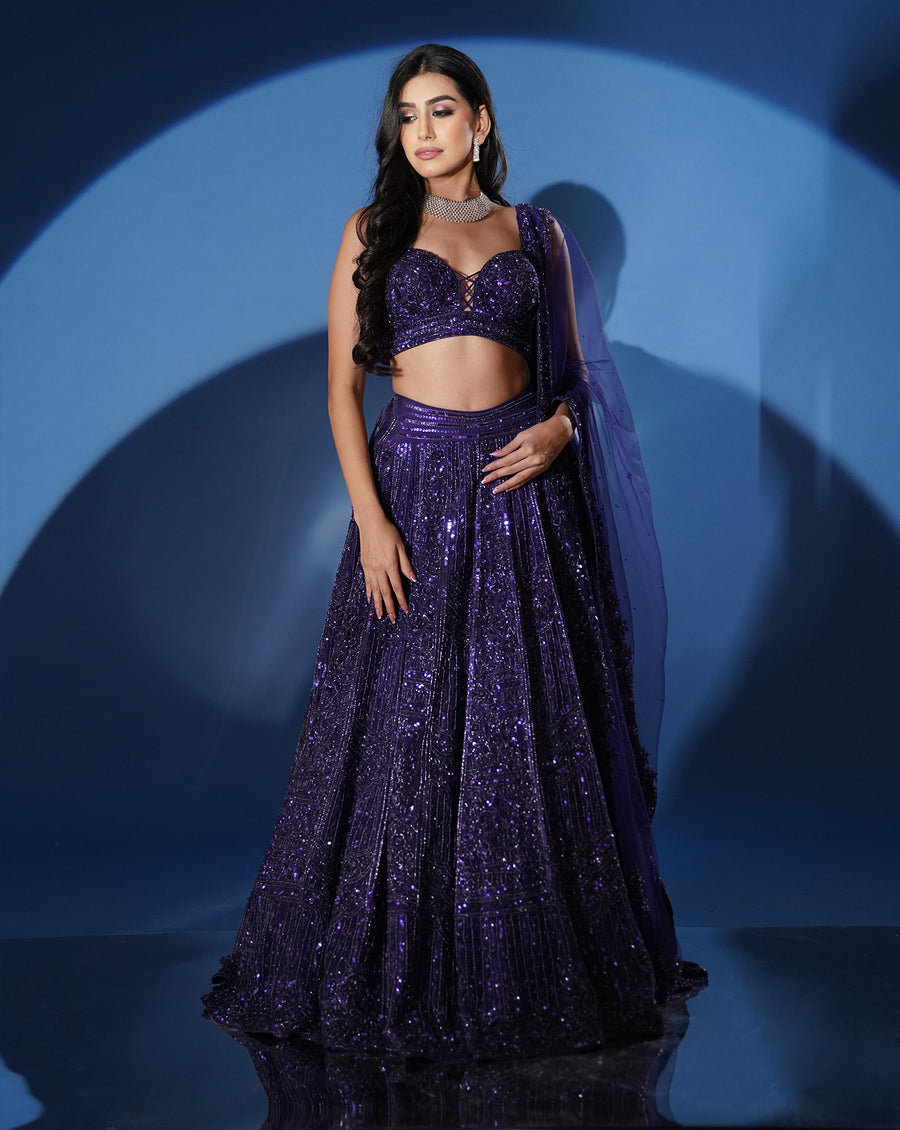 Shimmering Electric Blue Lehenga
