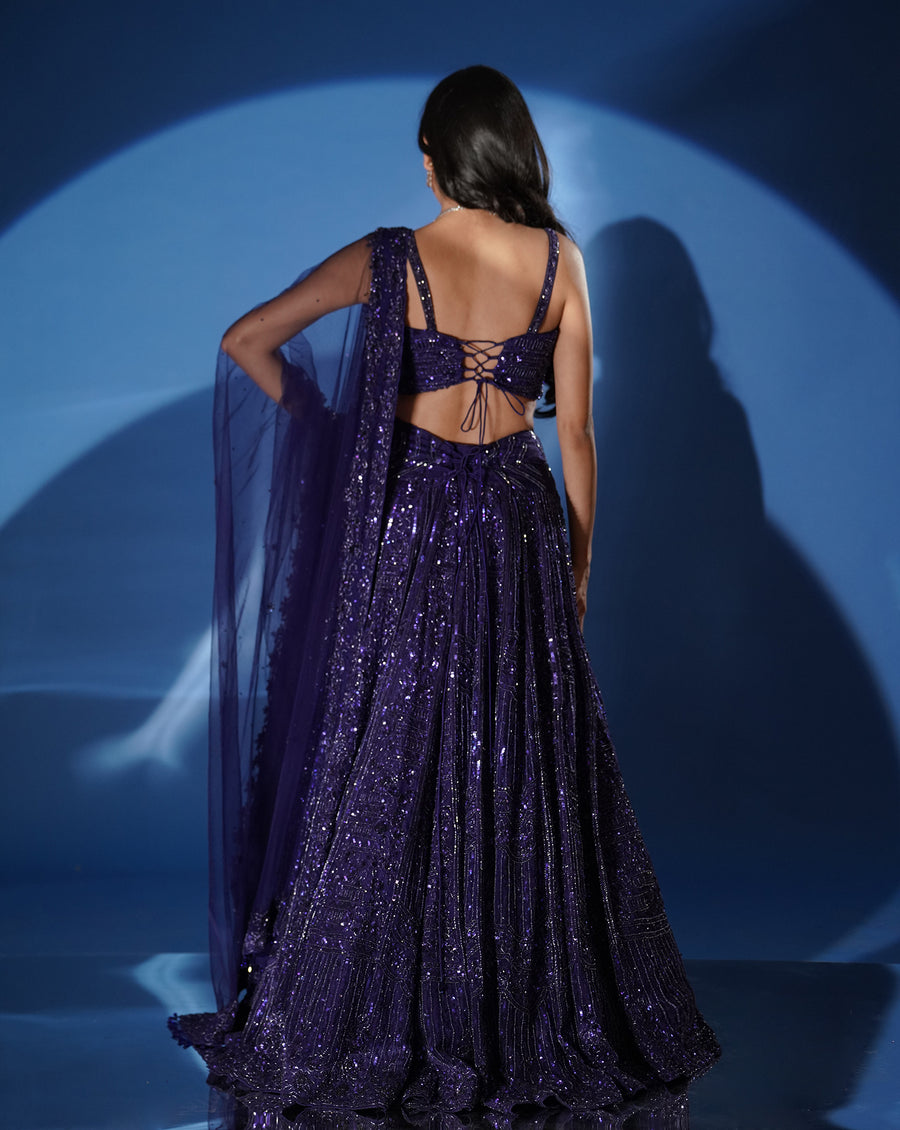 Shimmering Electric Blue Lehenga