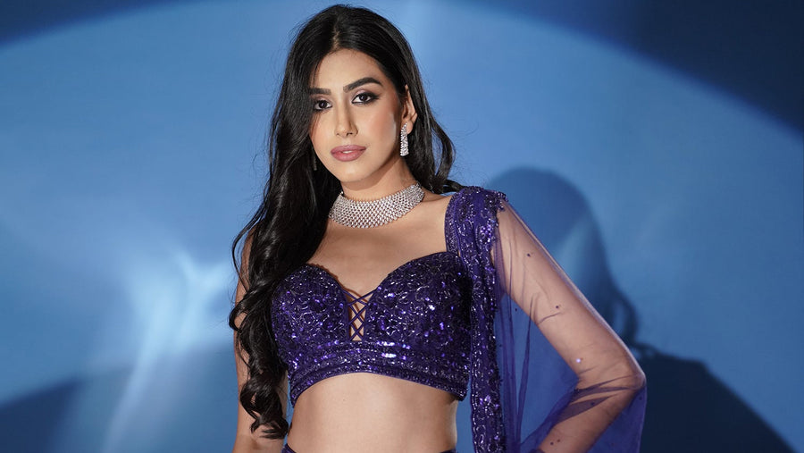 Shimmering Electric Blue Lehenga