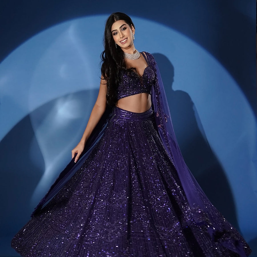 Shimmering Electric Blue Lehenga