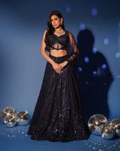Load image into Gallery viewer, Midnight Blue Corset Lehenga
