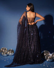 Load image into Gallery viewer, Midnight Blue Corset Lehenga
